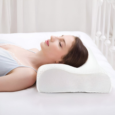 HI-YYA Cervical Contour Memory Foam Pillow / Stomache / Side Sleepers Memory Foam Solid Orthopaedic Pillow Pack of 1(Dark White)