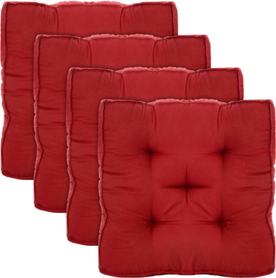 KUBER INDUSTRIES Microfibre Solid Chair Pad Pack of 4(Maroon)