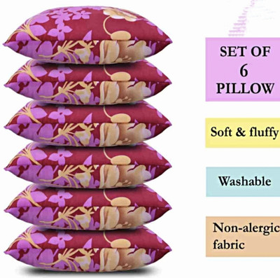 YPOLOIPO LUXURY Polyester Fibre Solid Sleeping Pillow Pack of 6(Pink)