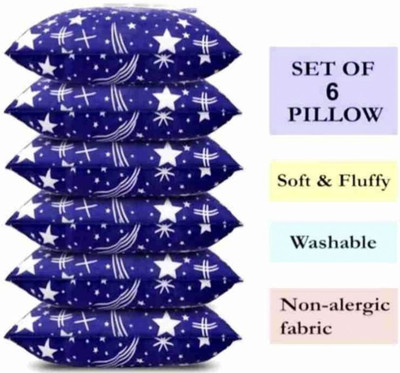Urmila Creation LUXURY Polyester Fibre Abstract Sleeping Pillow Pack of 6(Blue)