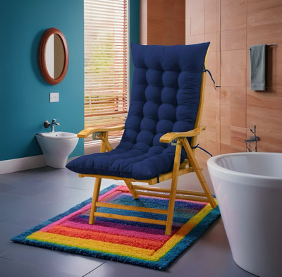 SOFT SNOOZE Microfibre Chair Pad Pack of 1 Solid Soft(Blue)