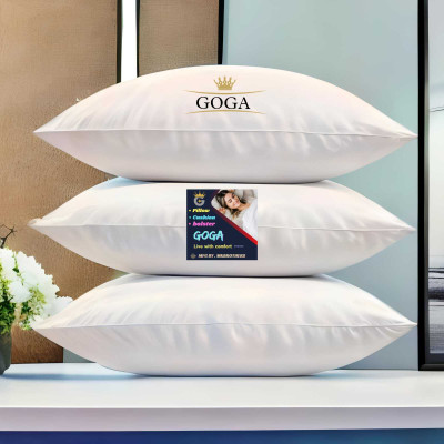 GOGA LUXURY Polyester Fibre Abstract Sleeping Pillow Pack of 3(White)