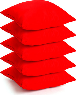 Vcuitt RED PLAIN Microfibre Nature Cushion Pack of 5(Red)