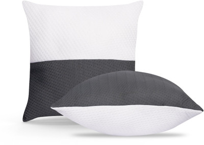Seventh Heaven Premium Comfort 3D Conjugated Microfiber Fiber Pillow set of 2 ( 16x16 in ) Microfibre Solid Cushion Pack of 2(White, Grey)