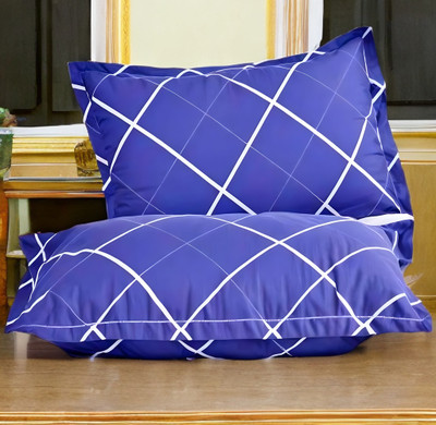 EIRINI LUXURY Microfibre Solid Sleeping Pillow Pack of 2(Blue)