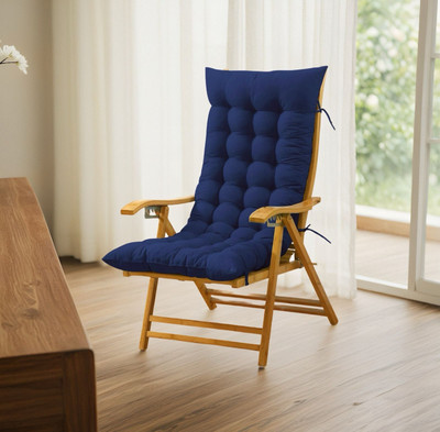 SOFT SNOOZE Microfibre Chair Pad Pack of 1 Solid Soft(Blue)