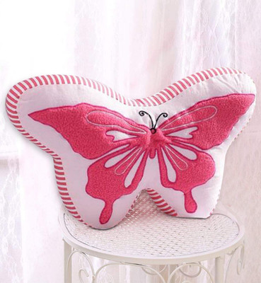 Oscar Home Butterfly shape Plush Pillow for Room & Home Décor ! Throw pillow for bed couch appliqué embroidered Cotton Solid Sleeping Pillow Pack of 1(Pink)