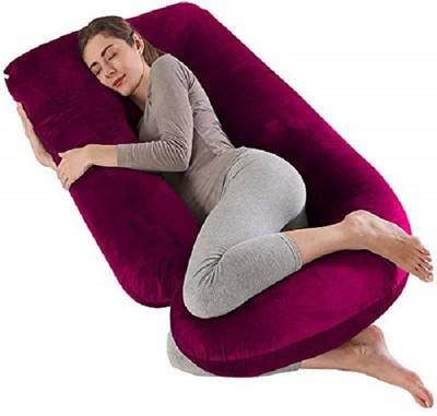 ANVANSA ultra soft j shaped pillow Polyester Fibre, Microfibre Solid Pregnancy Pillow Pack of 1(wine)