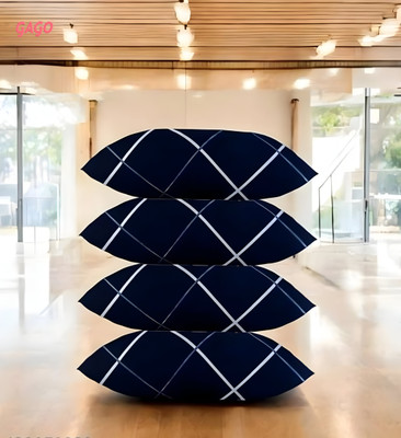 GAGO LUXURY Microfibre Abstract Sleeping Pillow Pack of 4(BLUE LINE)