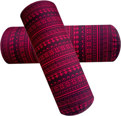 Changers Microfibre Abstract Bolster Pack of 2(Maroon, Black)