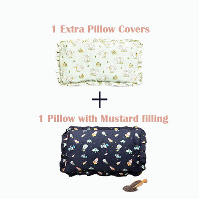 Musk Baby Mustard Seeds Baby Pillow Pack of 2 Toons & Characters MUSTARD PILLOW(Blue, Green)