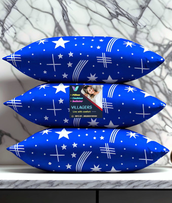 VILLAGERS Polyester Fibre Sleeping Pillow Pack of 3 Abstract Blue Print(Blue)