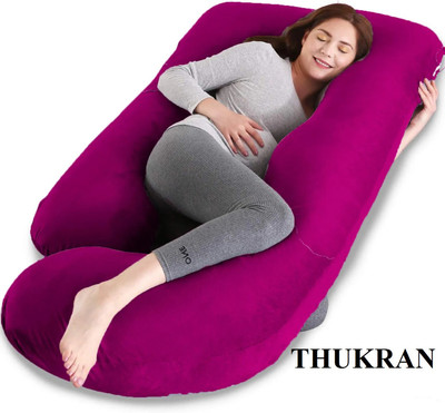 THUKRAN J Shape Polyester Fibre Solid Pregnancy Pillow Pack of 1(WINE)