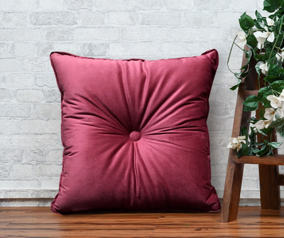 OASIS Deco Cushion Polyester Fibre Solid Cushion Pack of 1(Maroon)