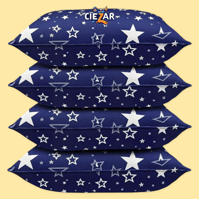 CIEZAR Luxury Polyester Fibre Abstract Sleeping Pillow Pack of 4(Blue)