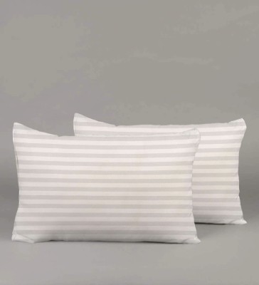 Anil Enterprises Cotton Satin Striped Rectangular Pillow Cushion Fillers Inserts For Bed, Sofa Microfibre Solid Cushion Pack of 2(White)