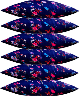 ACTOS Microfibre Floral Sleeping Pillow Pack of 6(Blue)