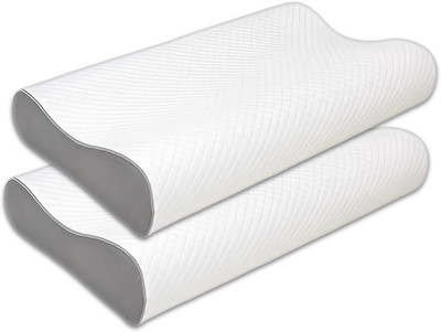 Mashur fab Memory Foam Solid Orthopaedic Pillow Pack of 2(White)