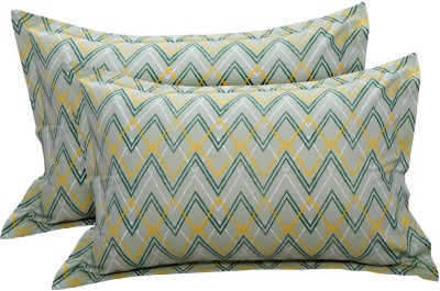 Huesland Cotton Pillows Cover(Pack of 2, 43 cm*68 cm, Green, Yellow, White)