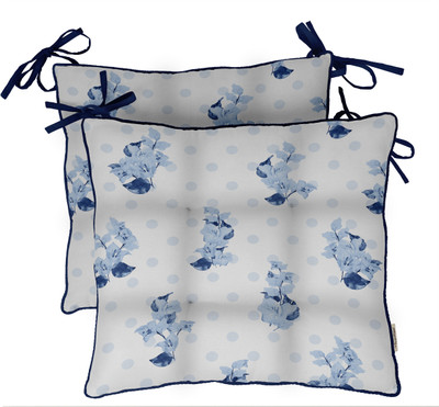 Vargottam Polyester Fibre Motifs Chair Pad Pack of 2(Medium Blue3)