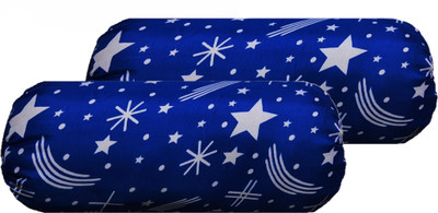 GKM Microfibre Abstract Bolster Pack of 2(Blue, White)