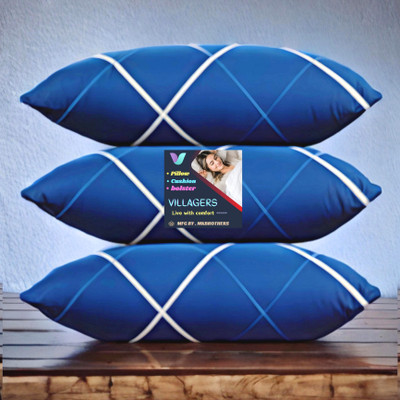 GAULPASTORES LUXURY Polyester Fibre Abstract Sleeping Pillow Pack of 3(Blue)