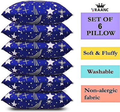 vraanc Luxury Microfibre Abstract, Floral Sleeping Pillow Pack of 6(Blue)
