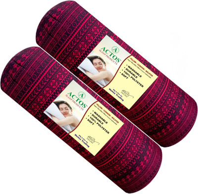 ACTOS Microfibre Abstract Bolster Pack of 2(Maroon)
