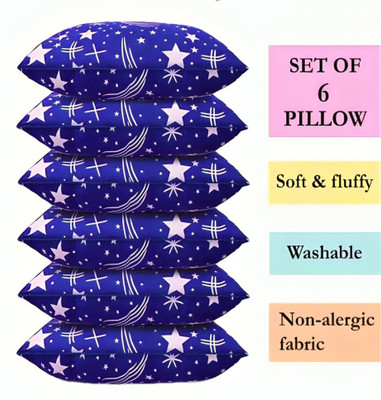 vraanc Luxury Polyester Fibre Abstract, Floral Sleeping Pillow Pack of 6(Blue)