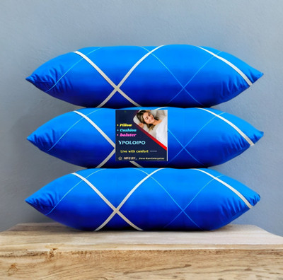 YPOLOIPO LUXURY Polyester Fibre Abstract Sleeping Pillow Pack of 3(Blue)