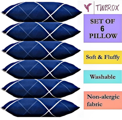 TWIROX LUXURY Microfibre Abstract, Floral Sleeping Pillow Pack of 6(BLUELINE)