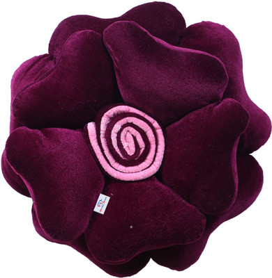 Heart Home Rose Shaped Cushion Microfibre Solid Cushion Pack of 1(Purple)