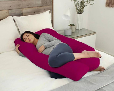 shri shyam Luxury Velvet C Shape Microfibre Solid Pregnancy Pillow Pack of 1(wine)