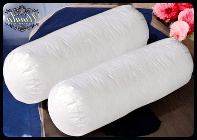 JAYOG ENTERPRISE Round Microfibre Solid Bolster Pack of 2(White)