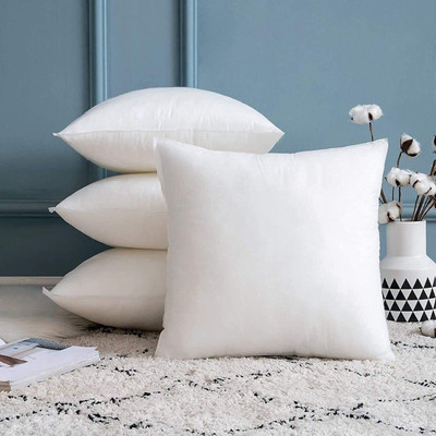 Kindar Care Microfibre Cushion Pack of 4 Solid Cushion 16x16 Inch, Soft Solid Square Throw Pillow for Sofa, Living Room Décor(White)