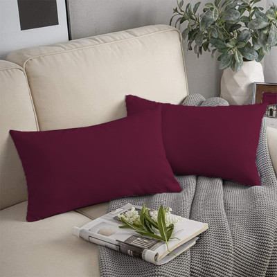 ADBENI HOME Microfibre Solid Cushion Pack of 2(Maroon)