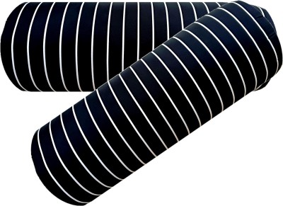 Swikon star Microfibre Stripes Bolster Pack of 2(Black)