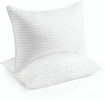 CLOUD C Microfibre Stripes Sleeping Pillow Pack of 2(White)