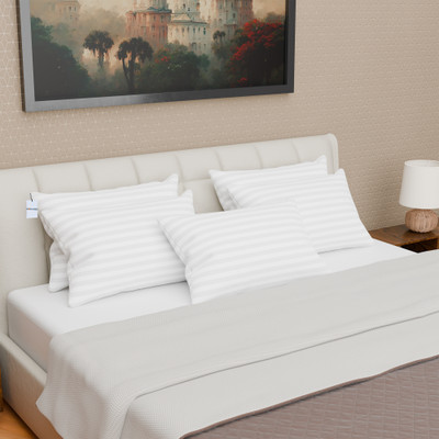 HOMESTIC by Kuber Industries Microfibre Stripes Sleeping Pillow Pack of 5(White)