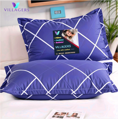 Gaulpastore LUXURY Polyester Fibre Abstract Sleeping Pillow Pack of 2(Blue)