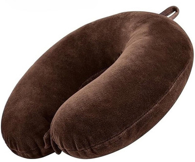 VISHAL TRADER Microfibre Travel Pillow Pack of 1 Solid u-shape cushion(Brown)