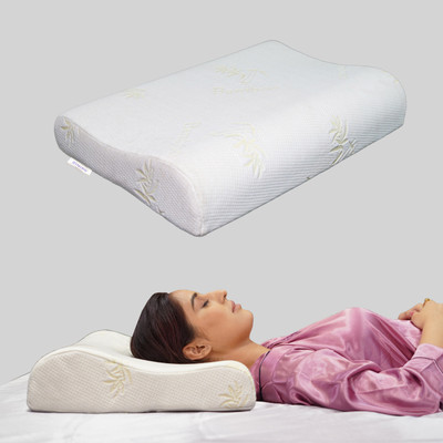 RINIPO Contour Sleeping Pillow Memory Foam Solid Orthopaedic Pillow Pack of 1(Off White)