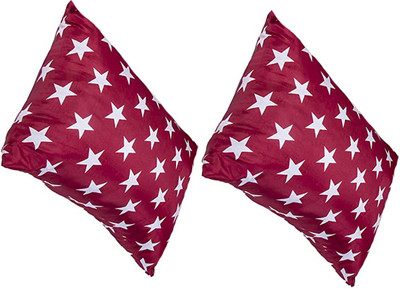 brightjex Microfibre Solid Sleeping Pillow Pack of 2(Red Star)