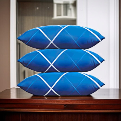 fulffystyl luxury Microfibre Solid Sleeping Pillow Pack of 3(Blue)