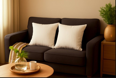 Homeiko Microfibre Cushion Pack of 2 Geometric(White)