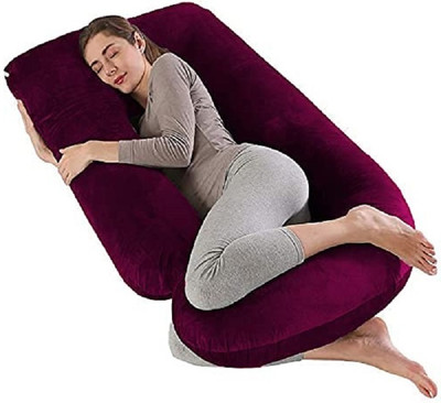 AMCATON ultra soft j shaped pillow Polyester Fibre, Microfibre Solid Pregnancy Pillow Pack of 1(wine)
