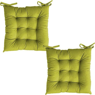RAMESHTH Cotton Solid Chair Pad Pack of 1(Green)
