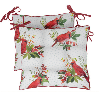 Vargottam Polyester Fibre Birds Chair Pad Pack of 2(Red & White)