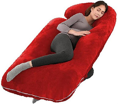 ANVANSA ultra soft j shaped pillow Polyester Fibre, Microfibre Solid Pregnancy Pillow Pack of 1(Maroon)
