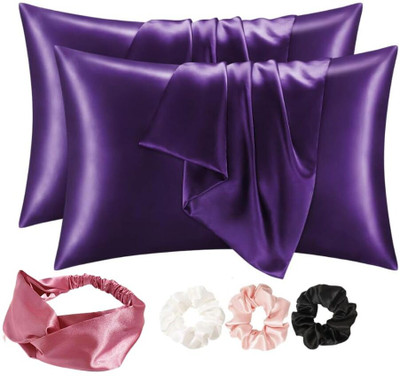 Wesofy Polyester Fibre Solid Sleeping Pillow Pack of 2(Purple)